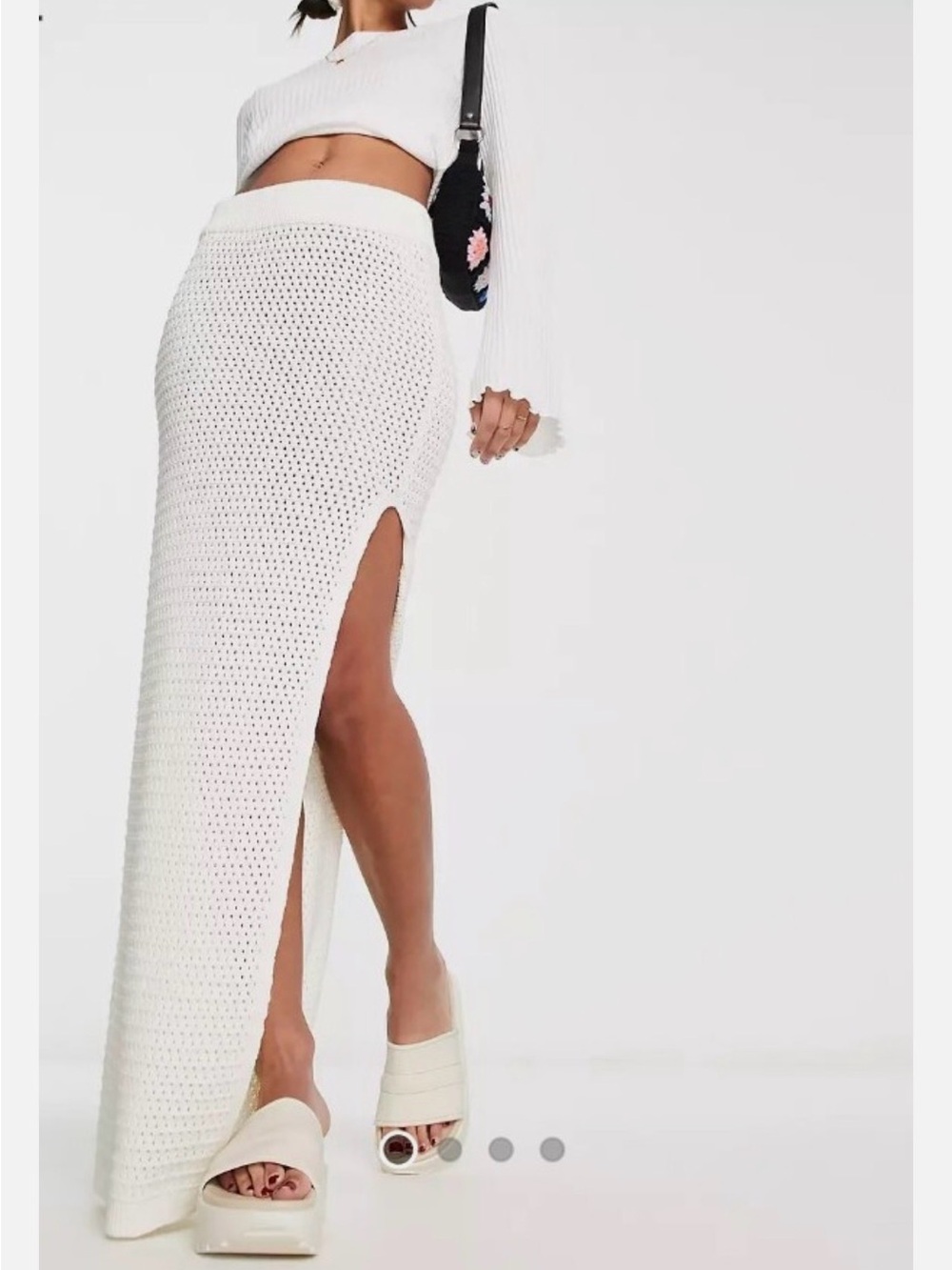 ASOS Miss Selfridge Cream Crochet Maxi Skirt Size S